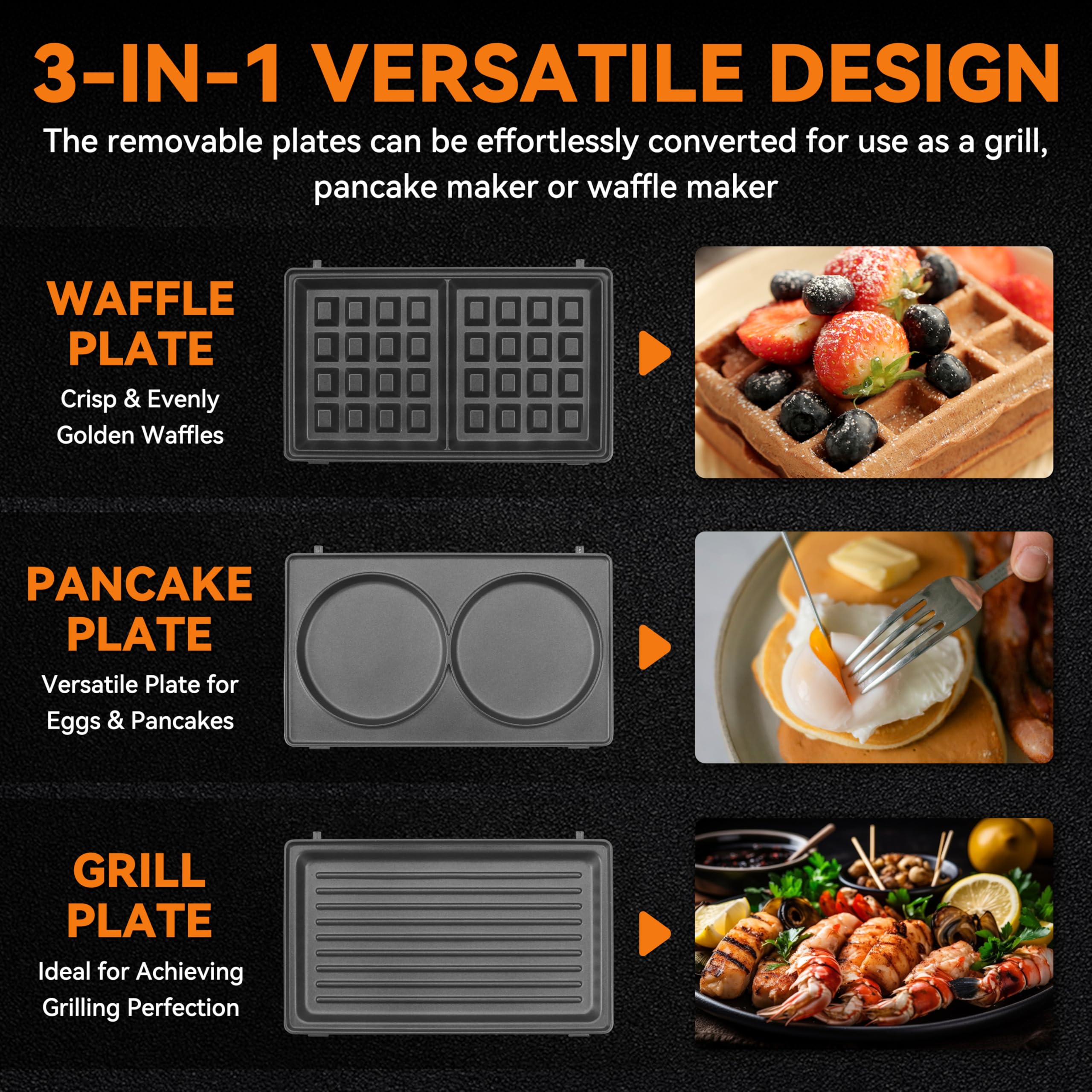Baker's Friend grill plate for searing steaks and vegetables.