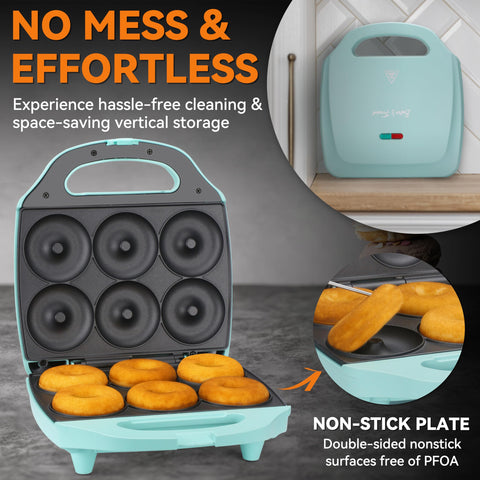 Baker's Friend Mini Donut Maker compact design fits on small countertops.