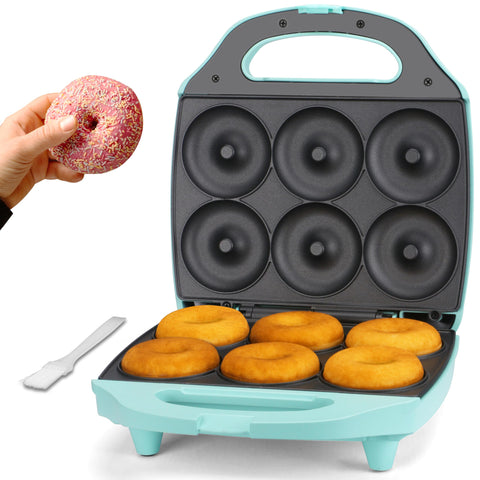 Baker's Friend Mini Donut Maker front view showing compact kitchen-friendly design.