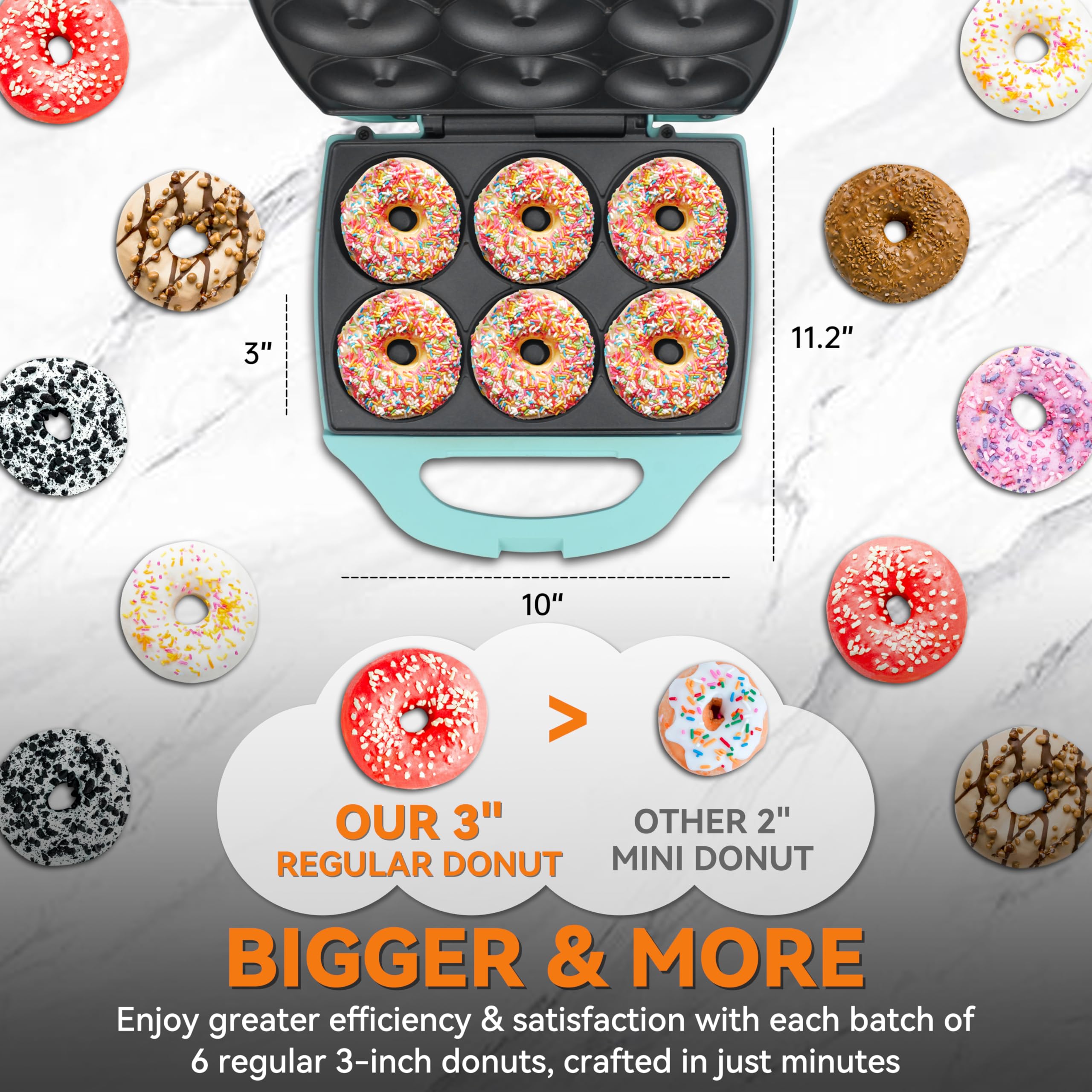 Baker's Friend Mini Donut Maker with ready indicator lights for confident baking.