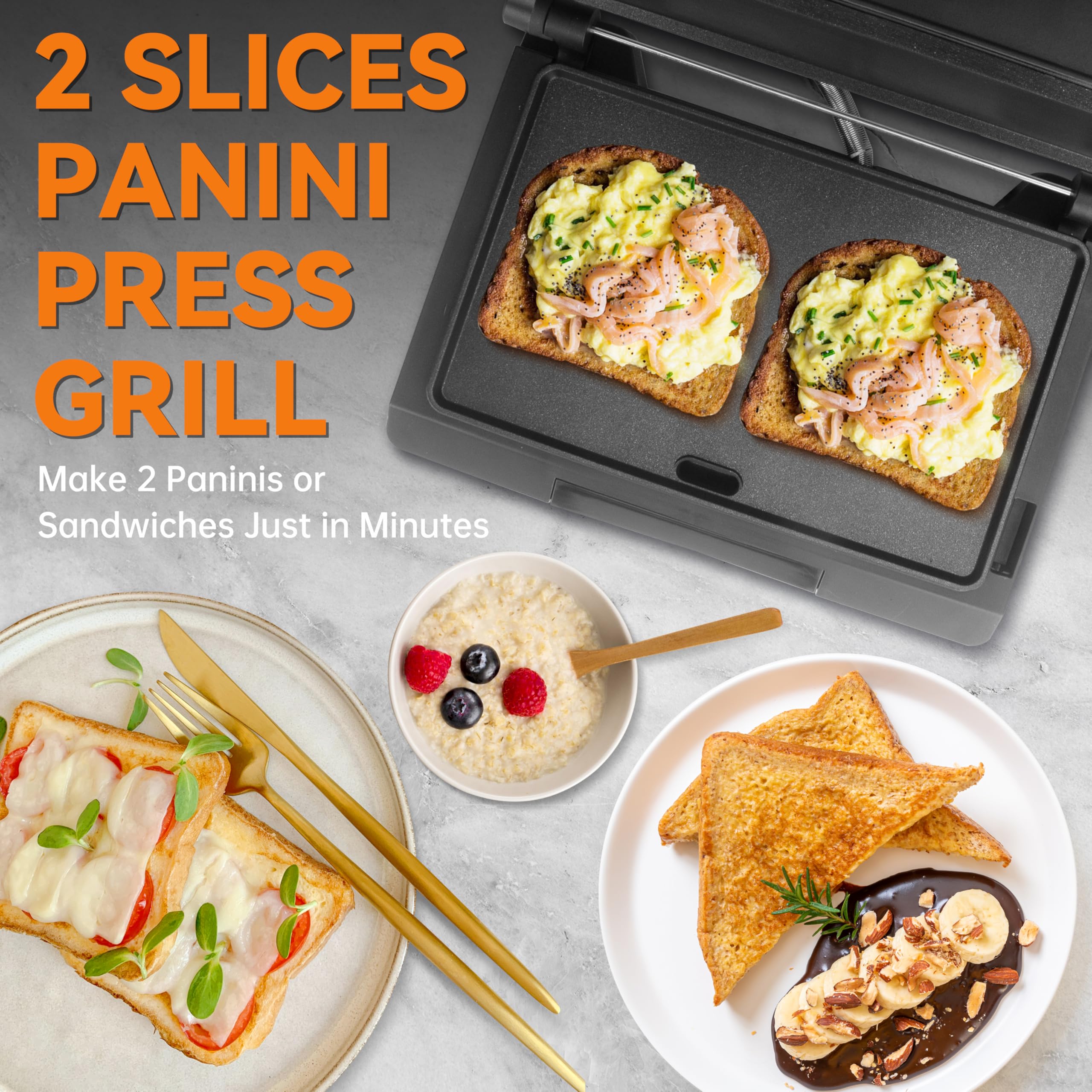Baker's Friend Mini Panini Press top view, compact kitchen solution for small spaces.