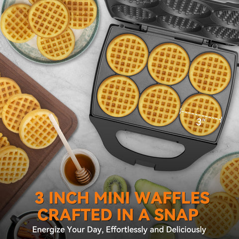 Baker's Friend Multi Mini Waffle Iron close-up non-stick surface for easy cleanup.