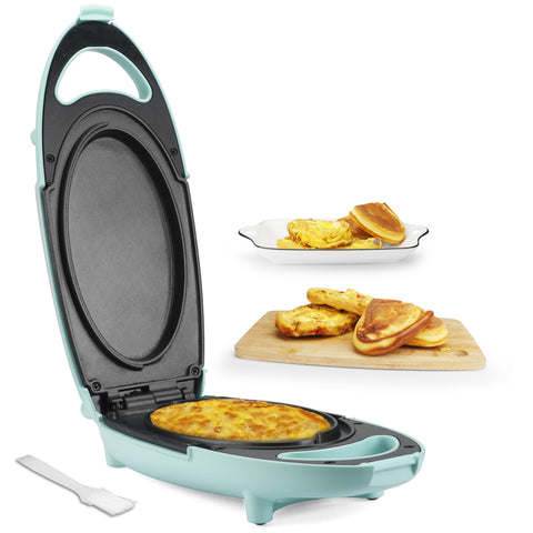 Baker's Friend omelette maker electric front view for compact kitchens.