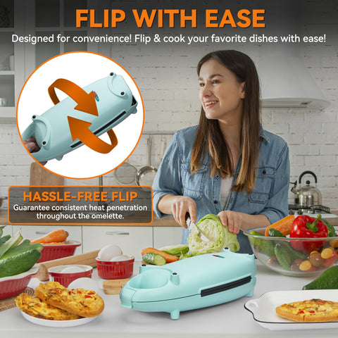 Baker's Friend nonstick coating on omelette pan for easy cleanup.
