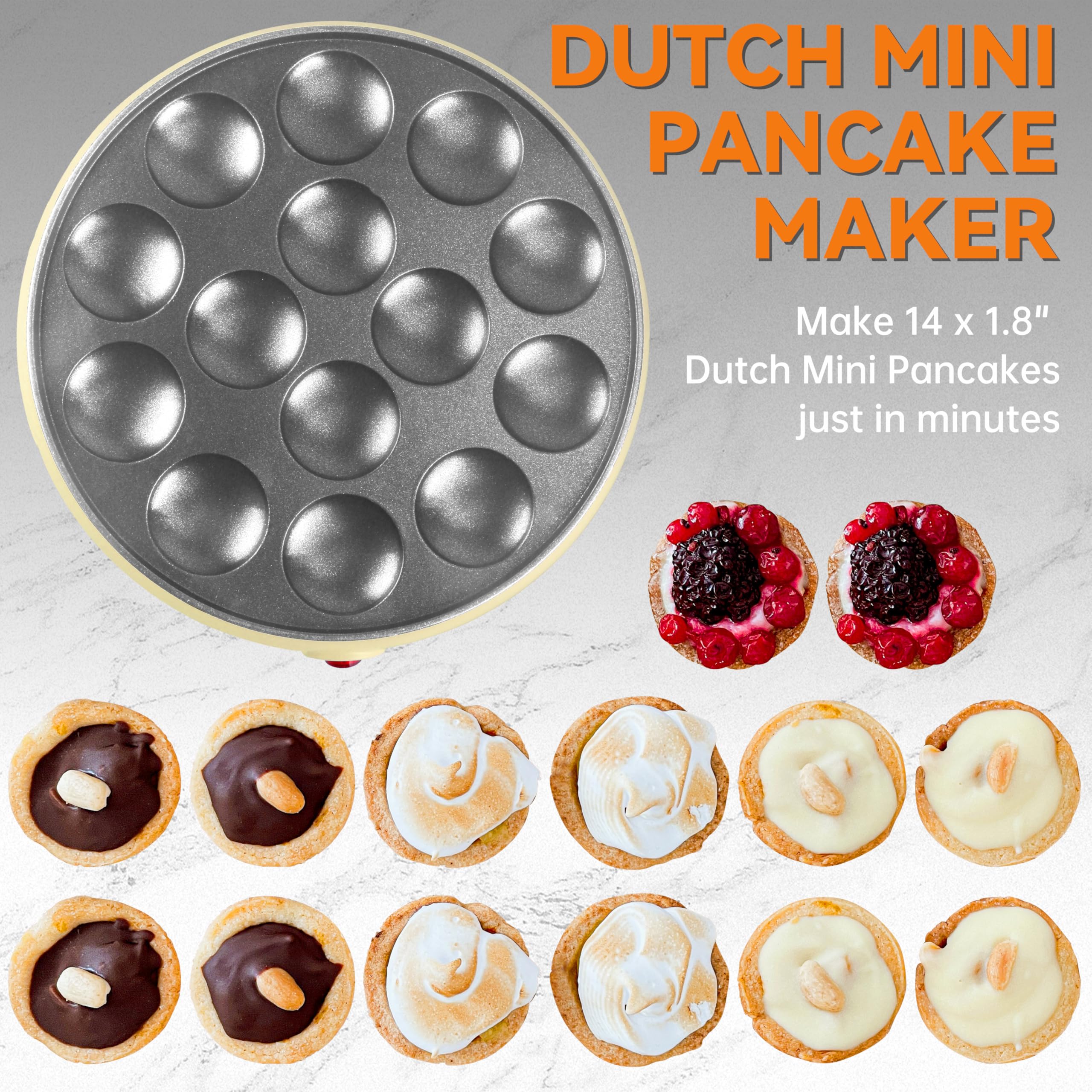 Baker's Friend poffertjes pan bright yellow front view for joyful gatherings