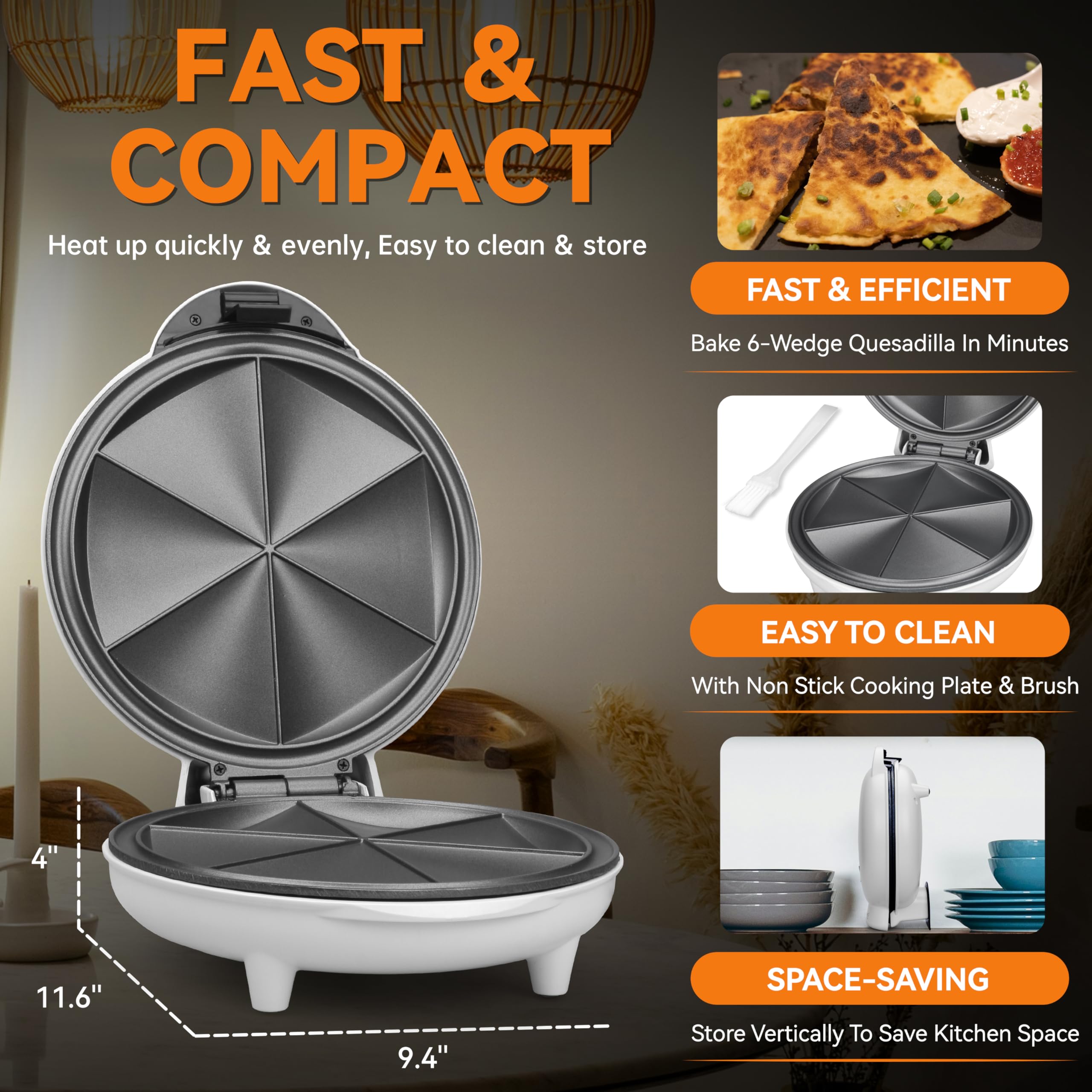 Baker's Friend non-stick plates simplify cleaning after grilling quesadillas.