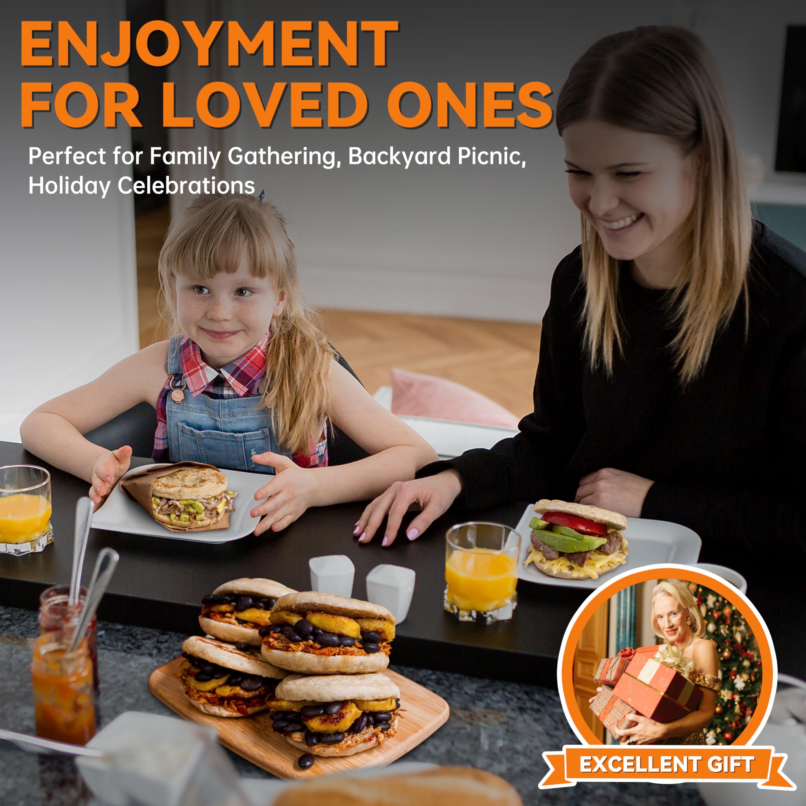 Baker's Friend six-arepa heat plate delivers even heating.