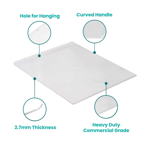 Baker's Secret hanging hole design for easy storage.