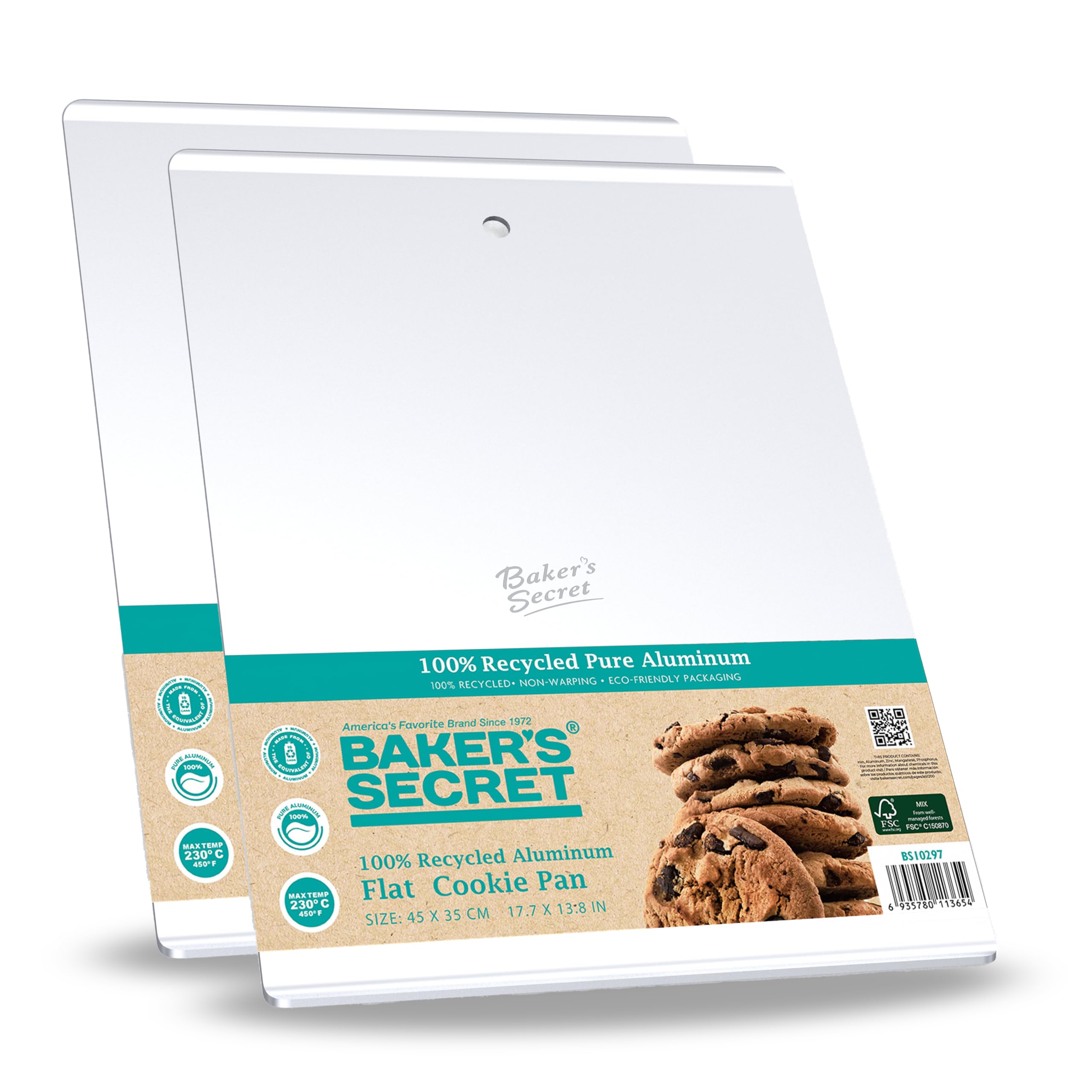 Baker's Secret large flat cookie sheet 18x14-inch for even browning.