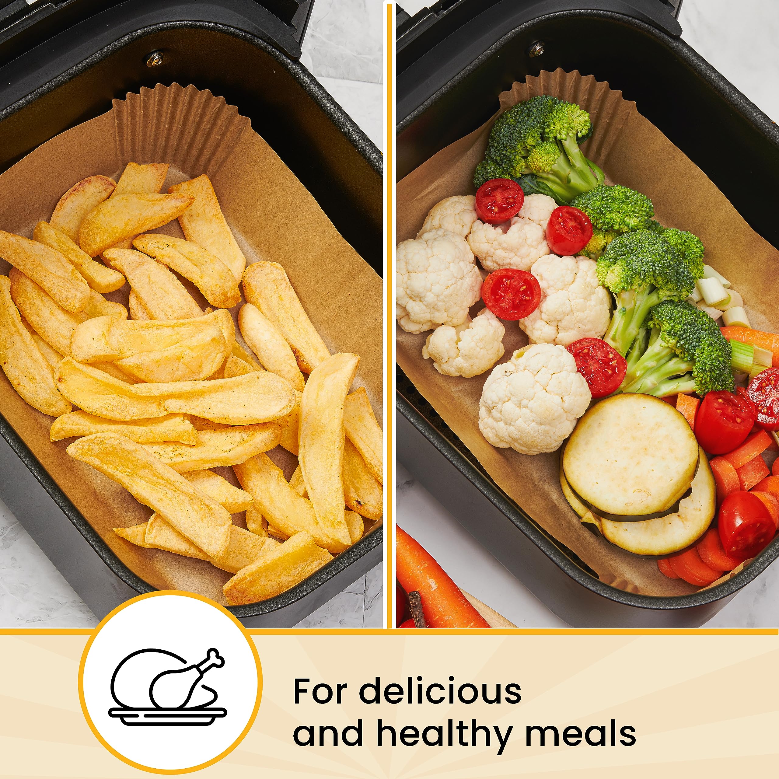 125-pack air fryer liners by Baker's Signature for convenient meal prep