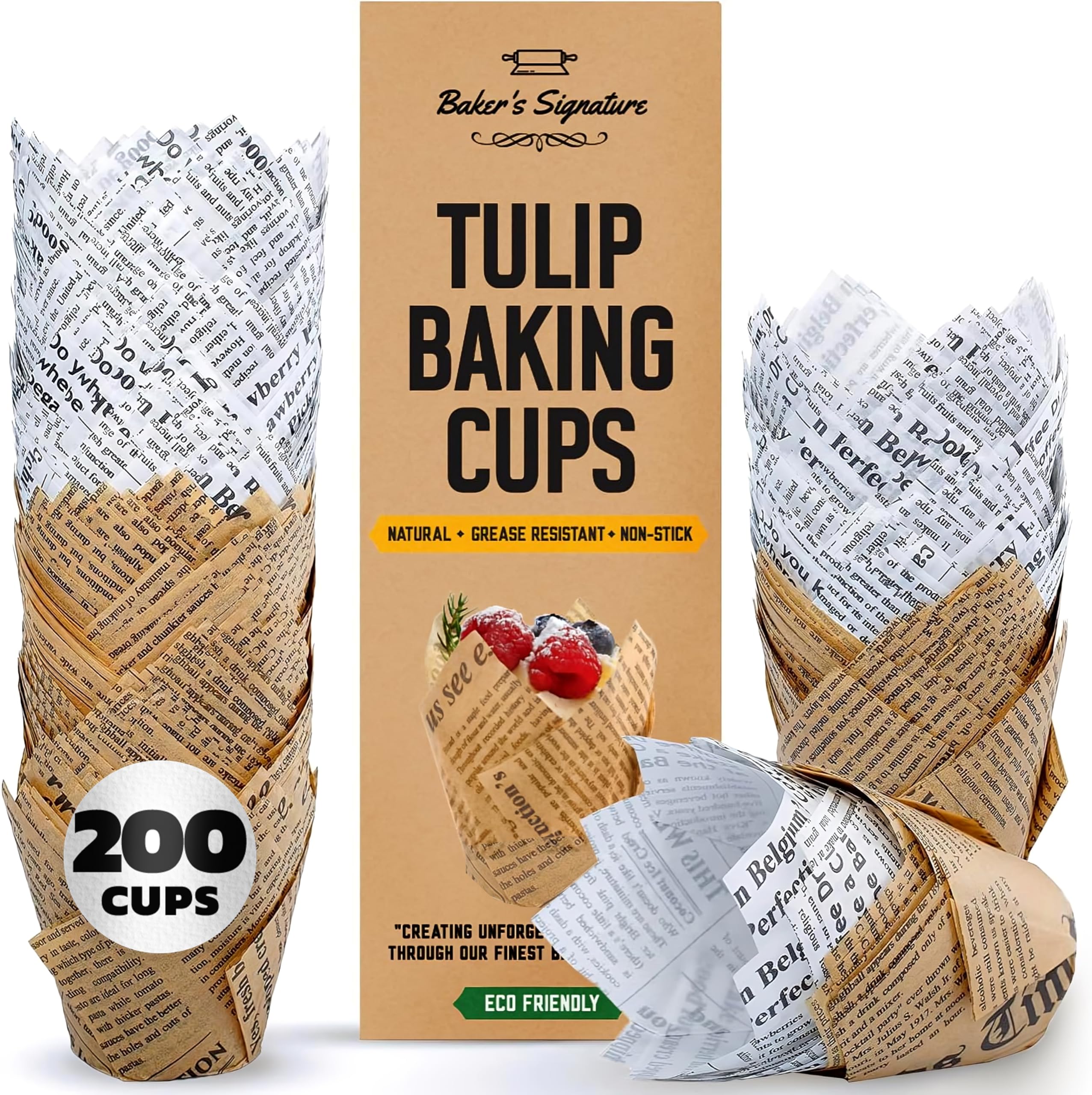 Baker's Signature 150pcs parchment muffin liners natural pulp for easy, mess-free baking.
