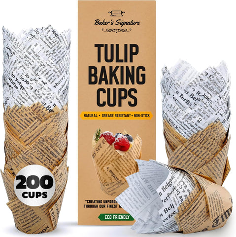 Baker's Signature 150pcs parchment muffin liners natural pulp for easy, mess-free baking.