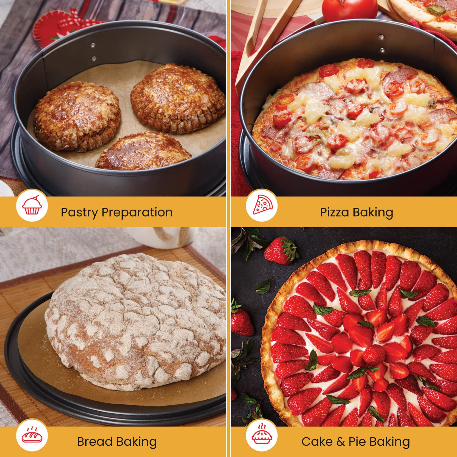 Baker's Signature 9-inch rounds streamline prep for cakes, burgers, and sandwiches.