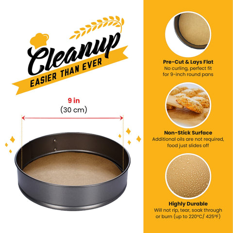 Baker's Signature silicone-coated rounds ensure non-stick baking and smooth removal.