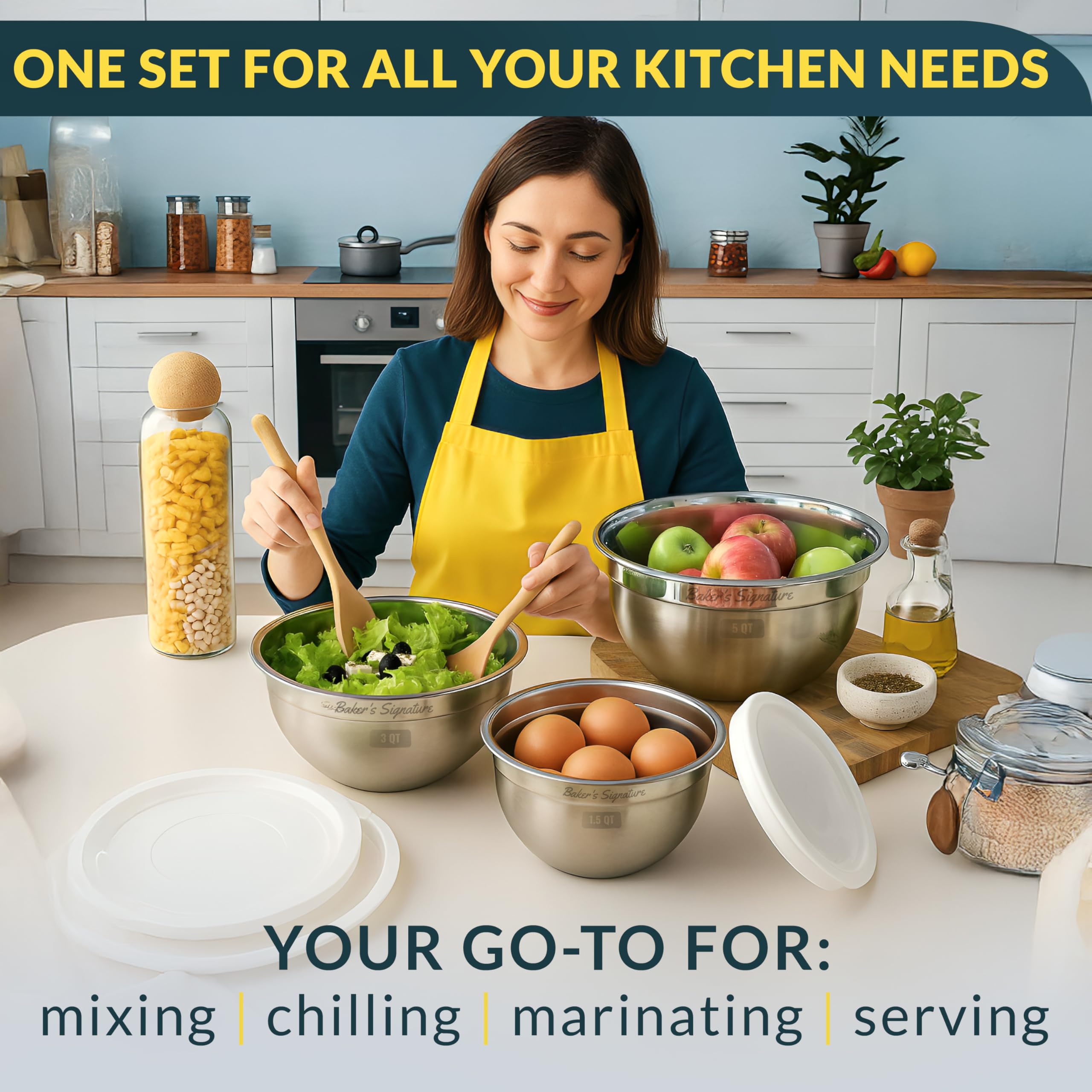 Baker's Signature BPA-free lids help keep foods fresh longer in the fridge.