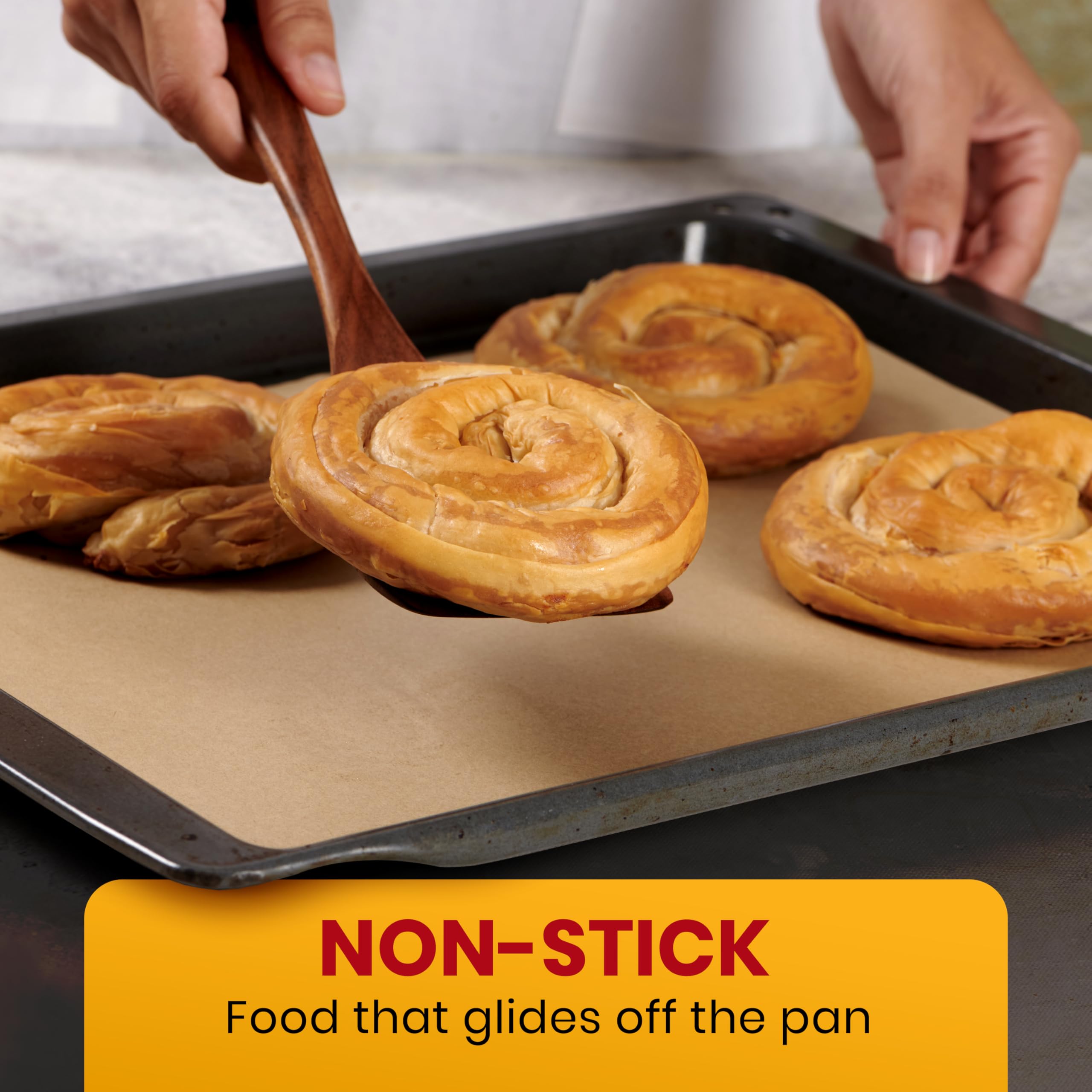 Baker's Signature microwave-safe parchment simplifies pre- and post-baking tasks.