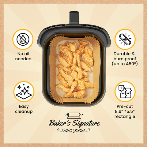 Natural unbleached Baker's Signature liners for healthier cooking surfaces