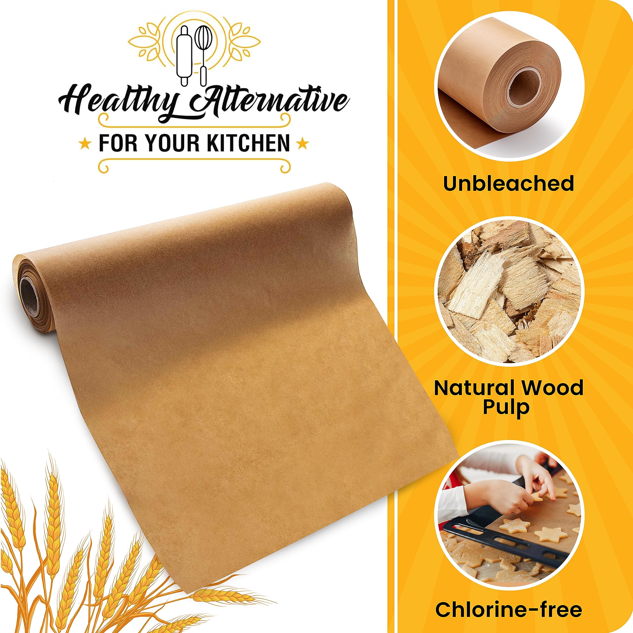 Baker’s Signature non-stick parchment paper sheet helps food release smoothly.
