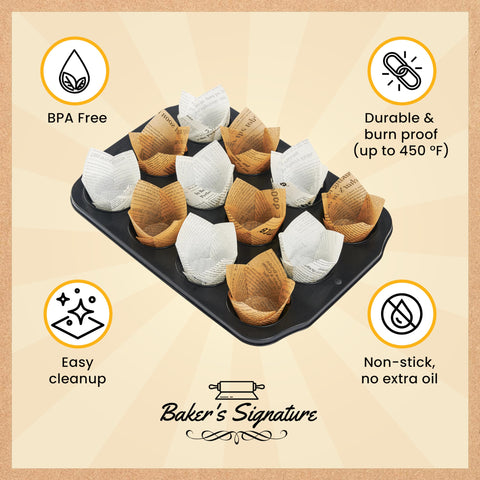Baker's Signature non-toxic baking cups offer a safe, healthy feeling for bake sales.