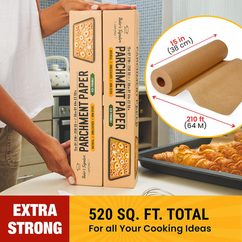 Baker’s Signature parchment paper for baking, non-stick and easy cleanup.
