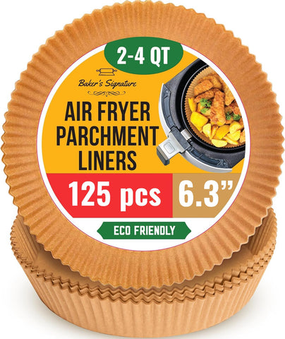 Baker's Signature small round airfryer liners pack for easy cleanup.
