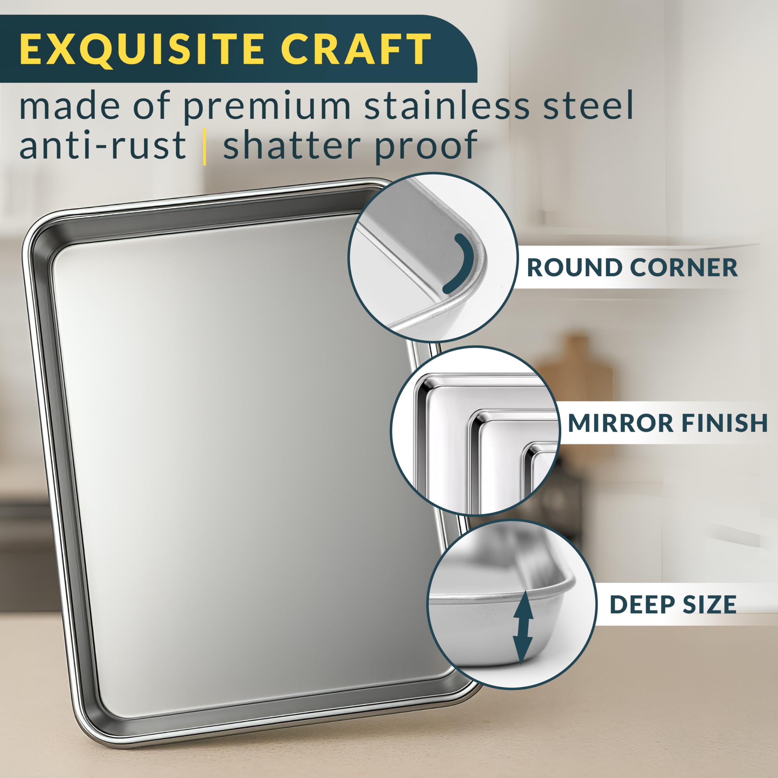 Baker's Signature 16-inch stainless steel cookie sheet enhances large-batch roasting and air circulation.