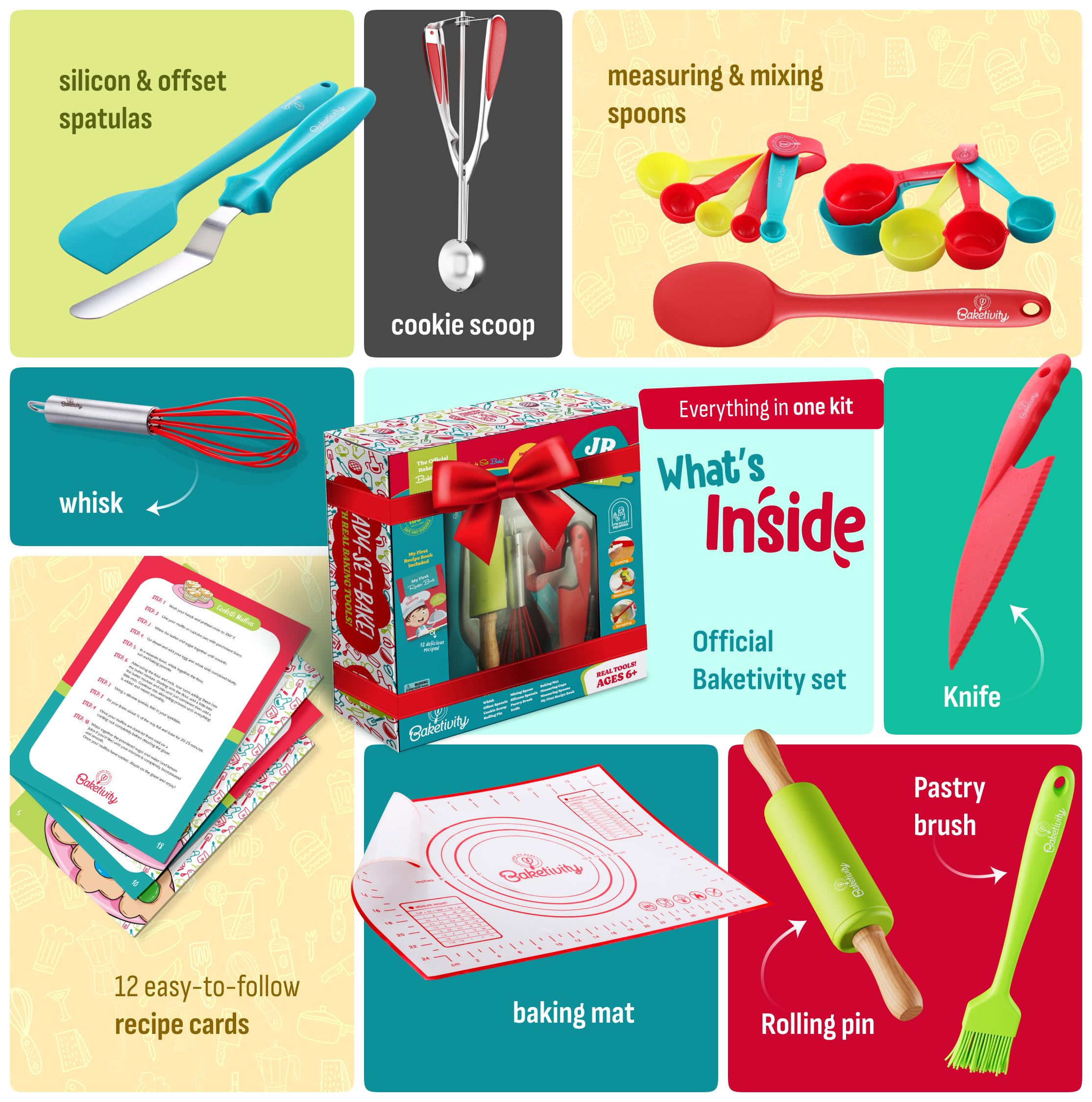 Baketivity 31-piece set cookie scoop highlights precise measuring for perfect cookies.