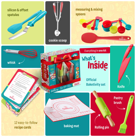 Baketivity 31-piece set cookie scoop highlights precise measuring for perfect cookies.