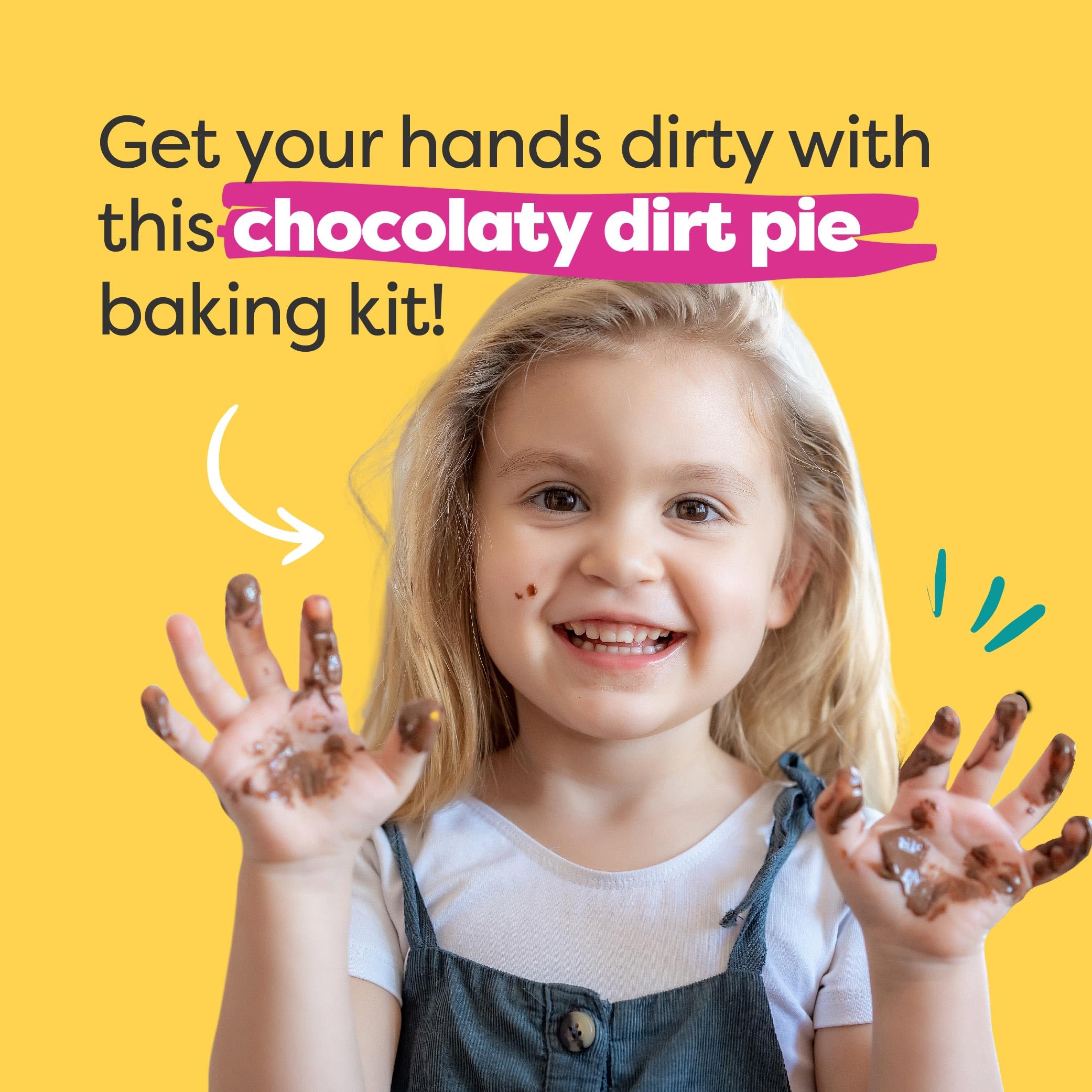 Baketivity Dirt Pie Kit color-coded dry ingredients simplify recipe assembly for young bakers.