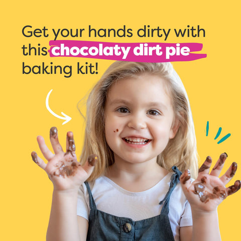 Baketivity Dirt Pie Kit color-coded dry ingredients simplify recipe assembly for young bakers.