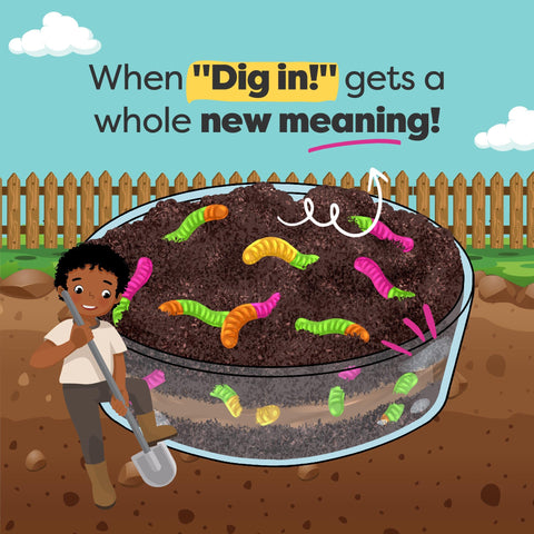 Baketivity Dirt Pie Kit chewy gummy worms add playful texture and excitement during baking.