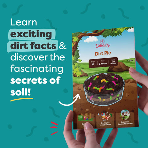Baketivity Dirt Pie Kit kid-friendly instructions guide budding chefs with clear visuals.