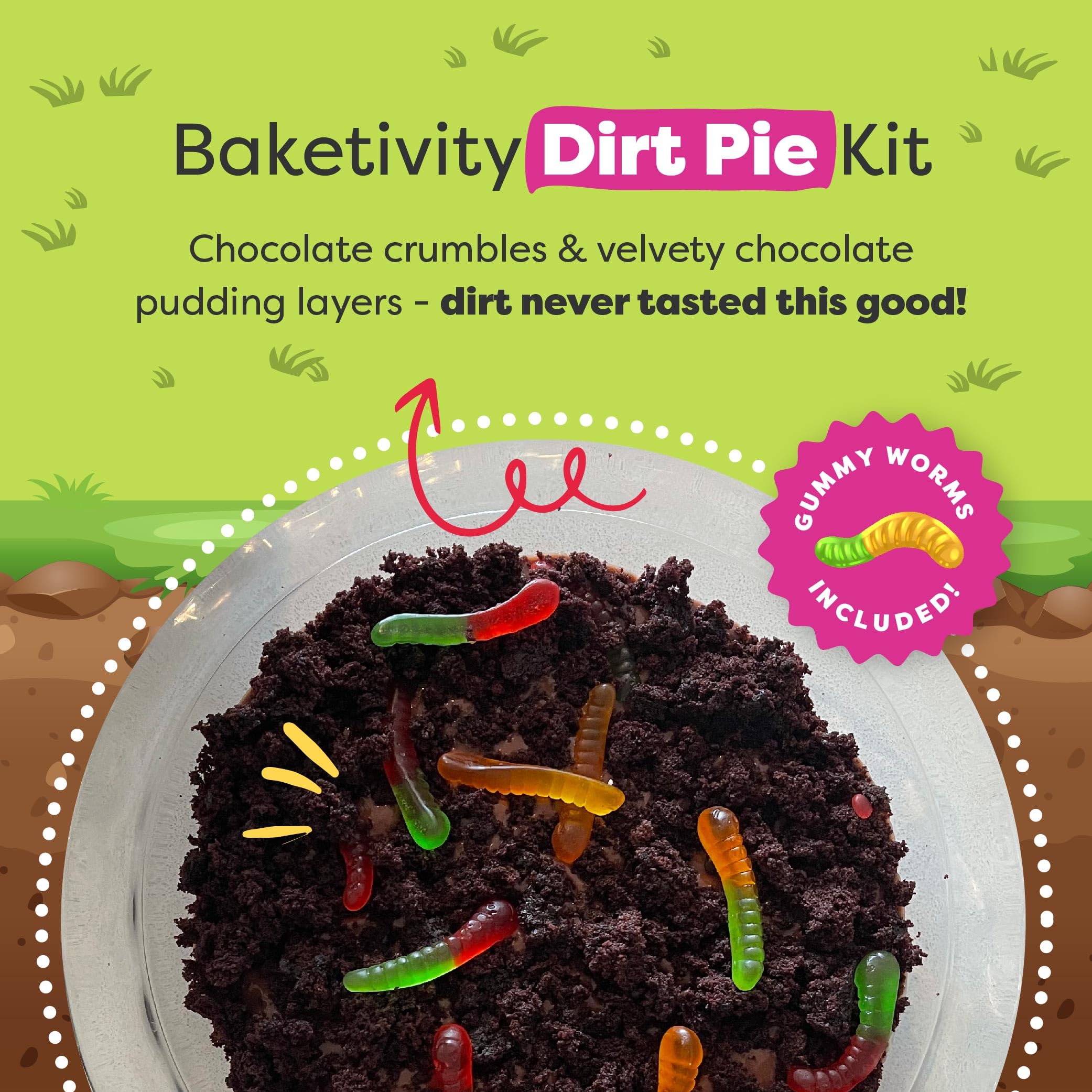 Baketivity Dirt Pie Kit premeasured ingredients demonstrate accuracy for quick, mess-minimized baking.