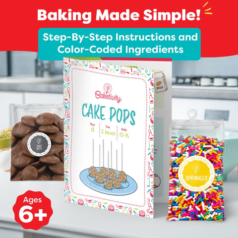Color-coded Baketivity cake pop kit instructions for young bakers