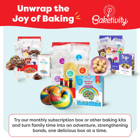 Baketivity Rainbow Bagel Kit inspires creative baking adventures for kids.