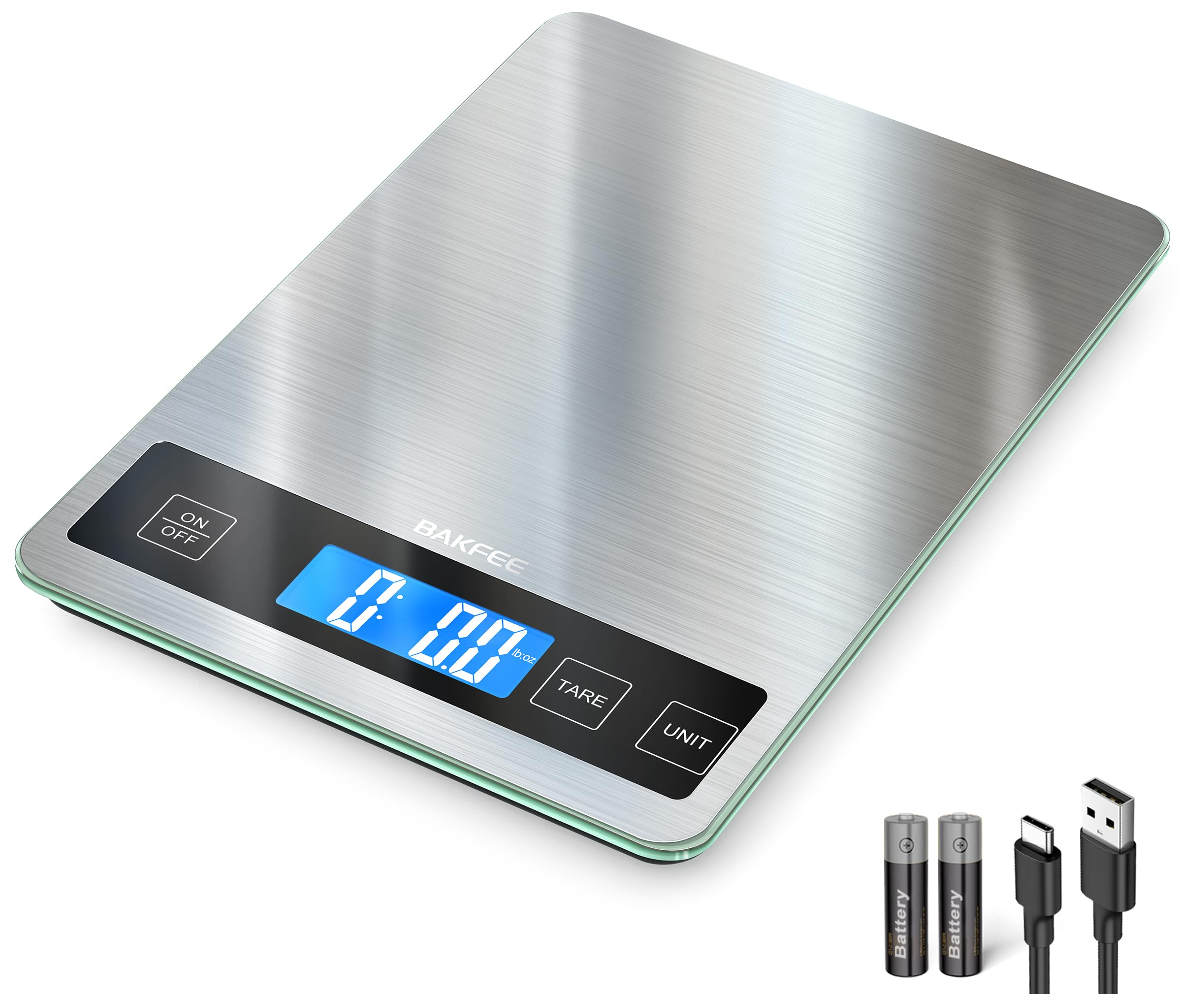 BakFee Food Scale close-up of digital display showing precise weight readings for quick weighing.