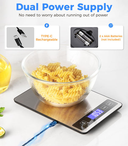 BakFee scale features non-slip feet for stable countertop use