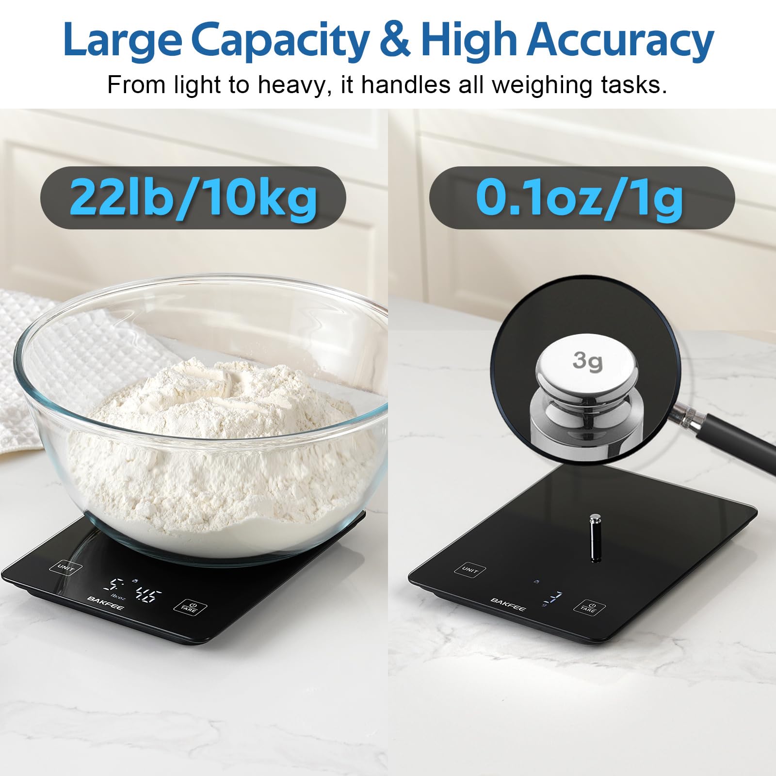 BakFee USB-C rechargeable scale eliminates disposable batteries