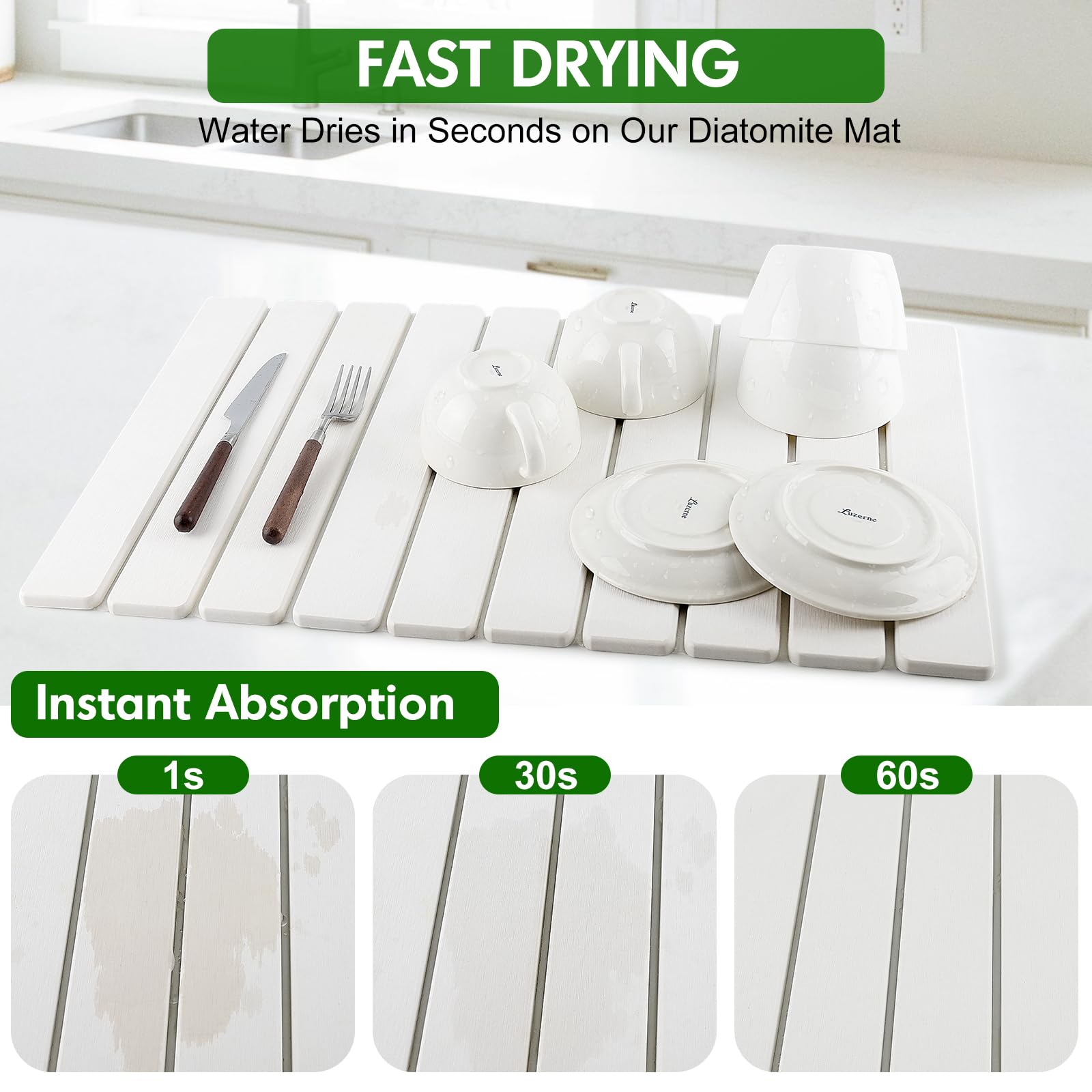 BAKFUFIY fast-drying porous design shown on kitchen counter.