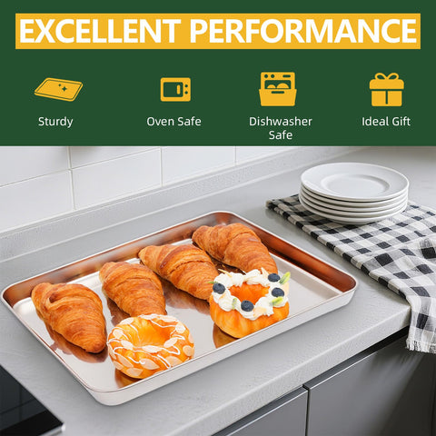 BPA-free baking sheet set with durable stainless steel construction.