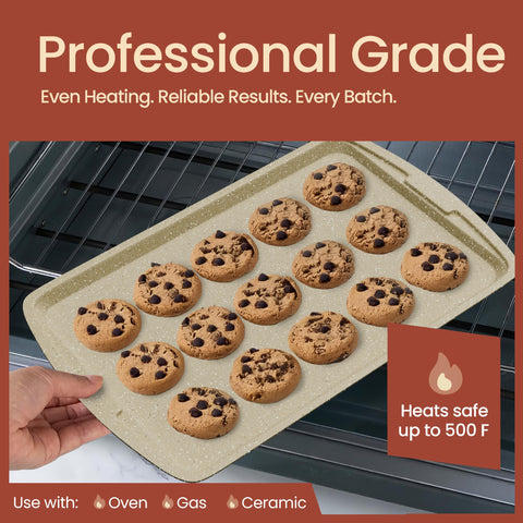 Bakken- Swiss cookie sheets ready for even baking.