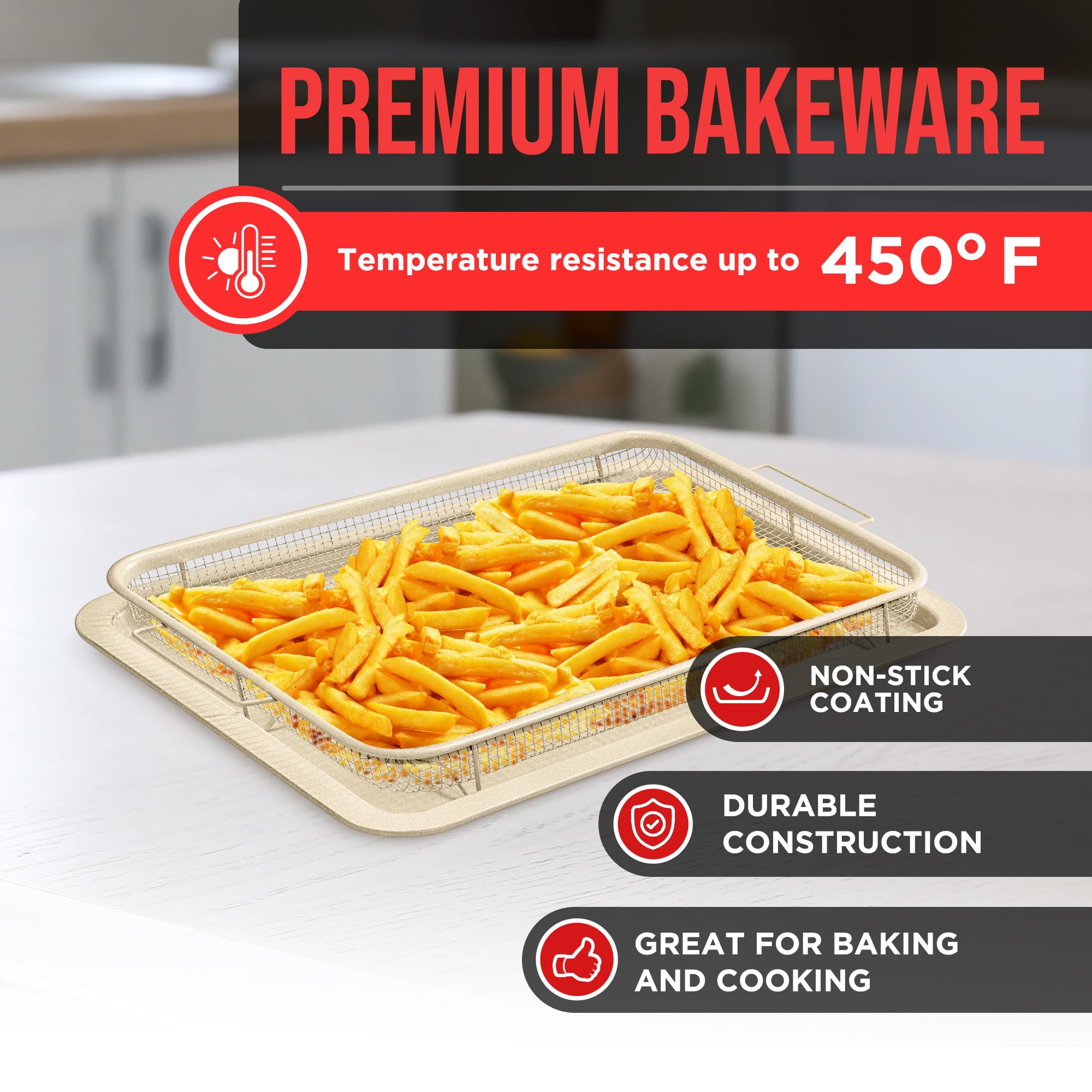 Bakken-Swiss Crisper Tray inside oven demonstrates even heat for chips and bacon.