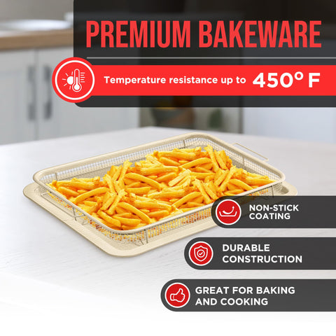 Bakken-Swiss Crisper Tray inside oven demonstrates even heat for chips and bacon.