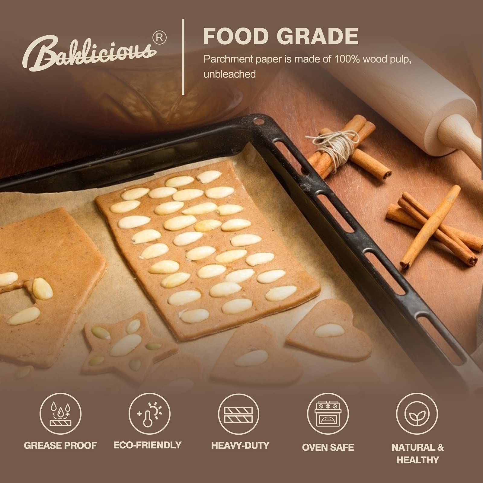 Baklicious parchment for air fryers, ovens, and steaming.