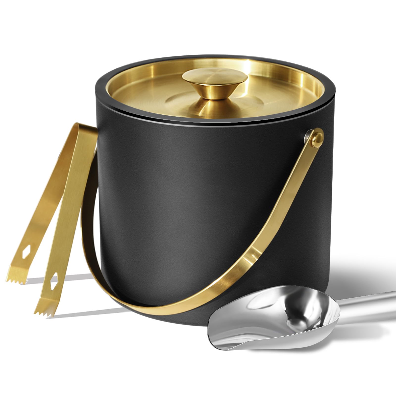Bakpoco 3L ice bucket with silicone lid keeps ice cold and melt separated for party service
