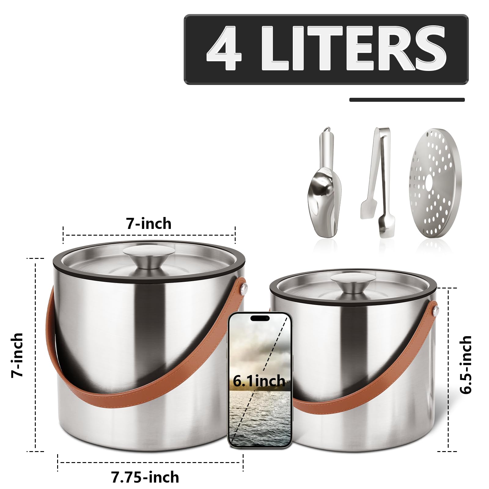 Bakpoco double-wall insulated ice bucket preserves cold for cocktails