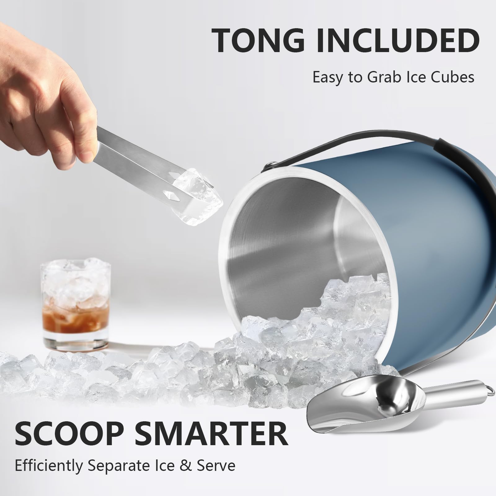 Bakpoco double-wall stainless steel ice bucket with sleek finish for longer cooling.