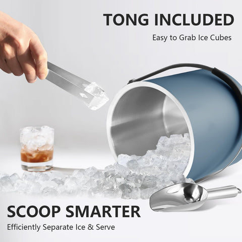 Bakpoco double-wall stainless steel ice bucket with sleek finish for longer cooling.