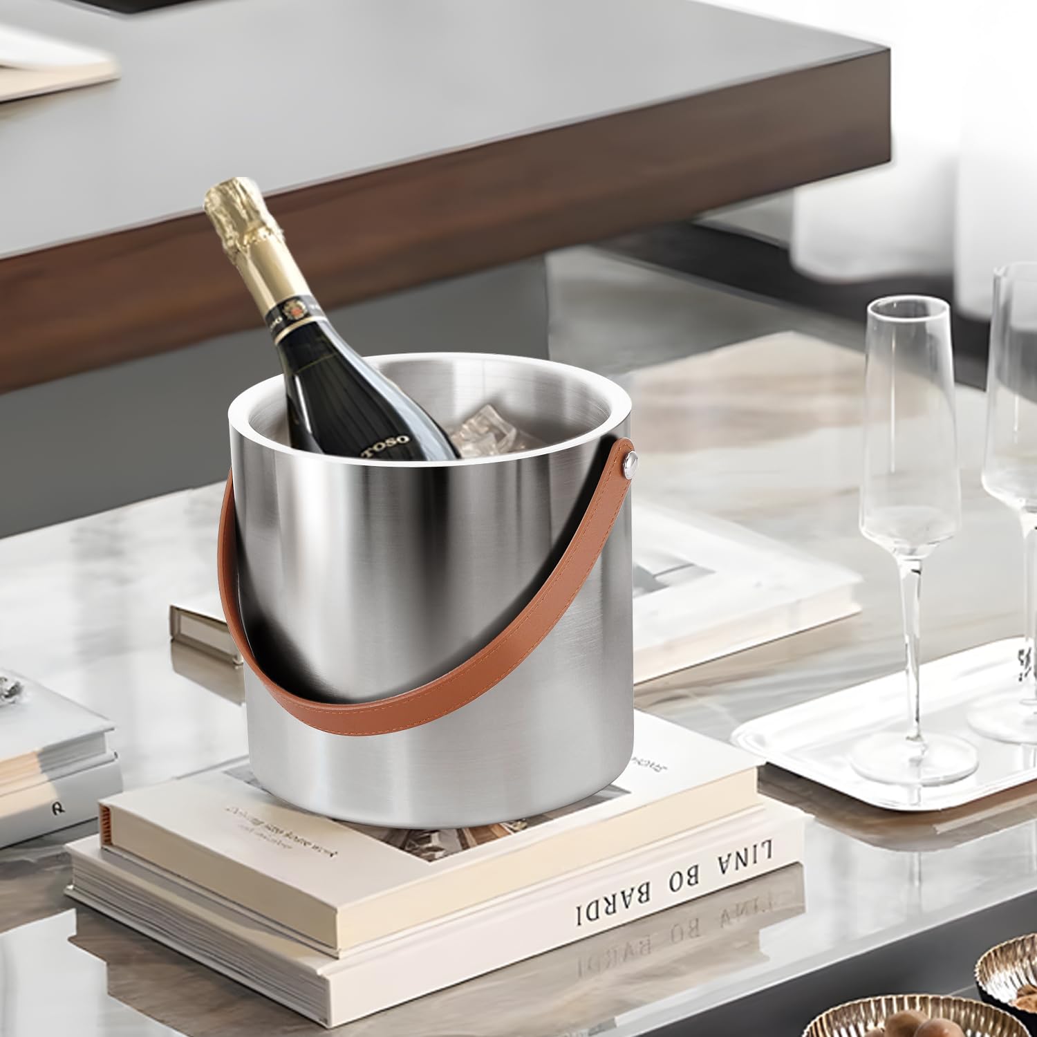 Bakpoco ice bucket strainer keeps melted water away for solid cubes.