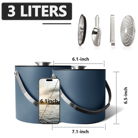 Bakpoco ice bucket shows tongs and scoop for hygienic ice handling at events.
